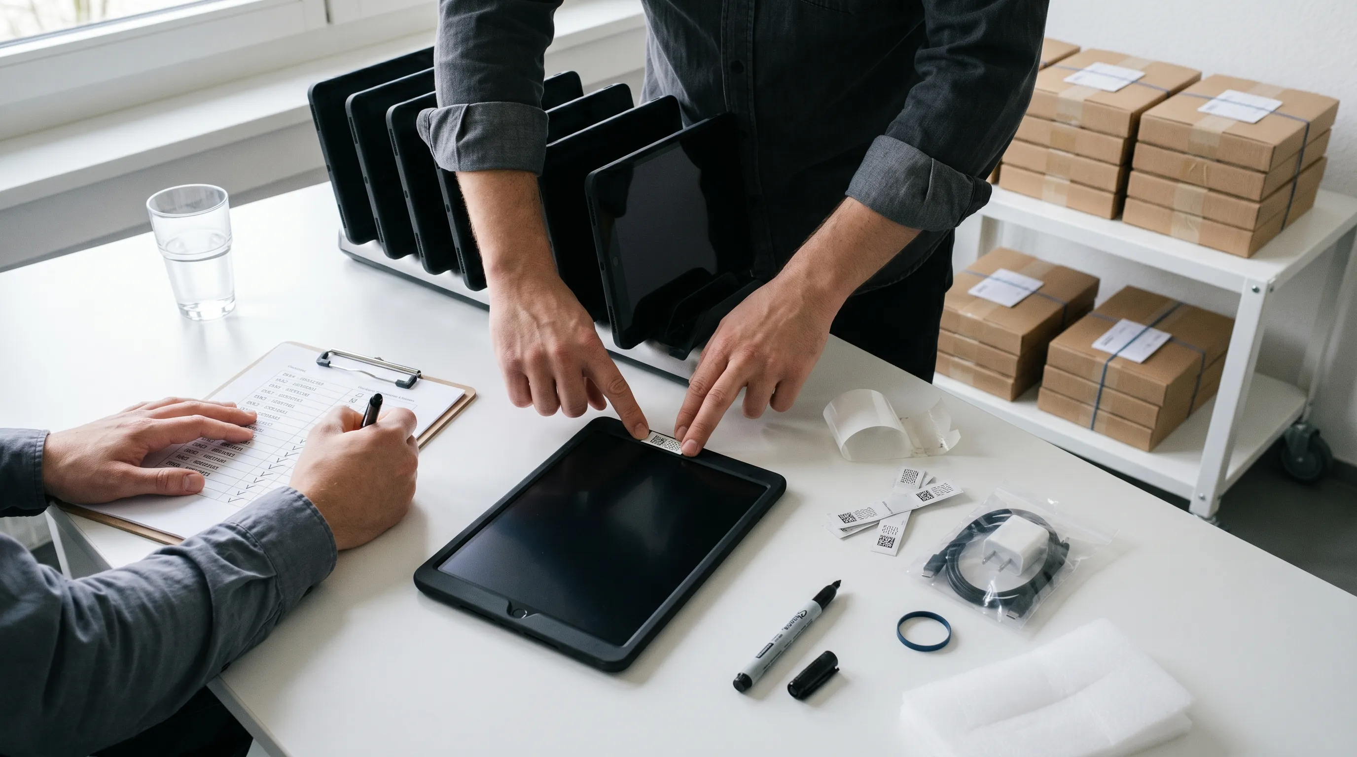 Staging-Center in Zürich — Geräte werden für den Versand vorbereitet